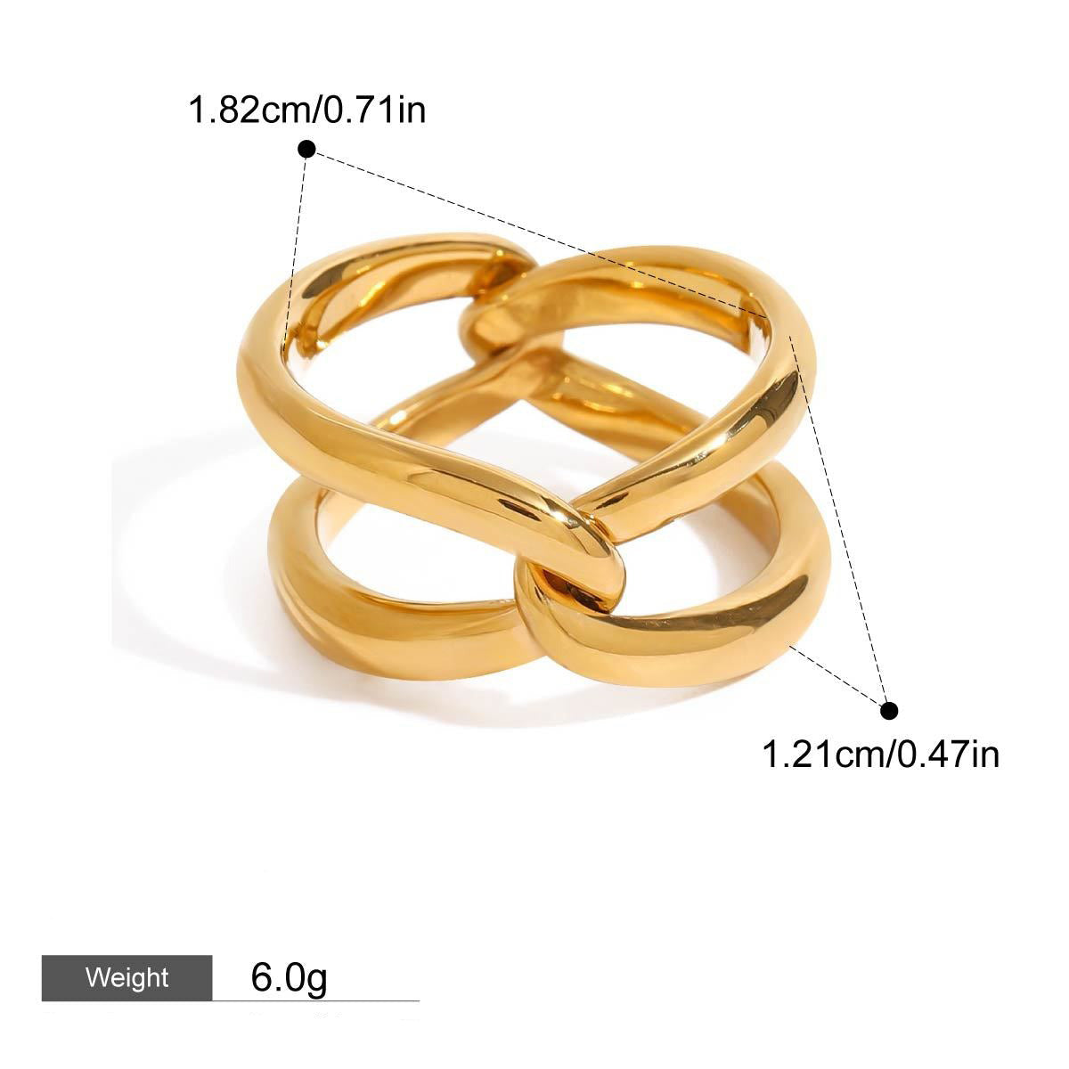 18K gold double-ring cross design simple and elegant ring