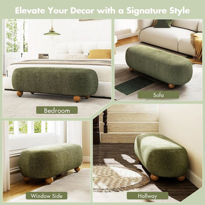 54-Inch Green Velvet EndOfBed Bench Cushioned Seat