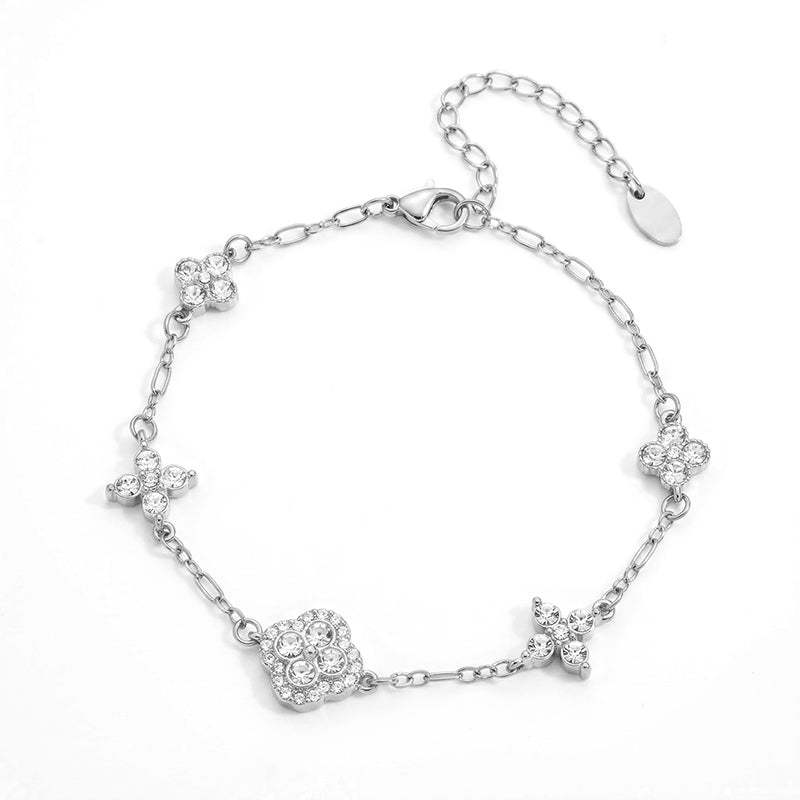 Fashionable And Personalized High-quality Stainless Steel Unisex Flower And Leaf Bracelet