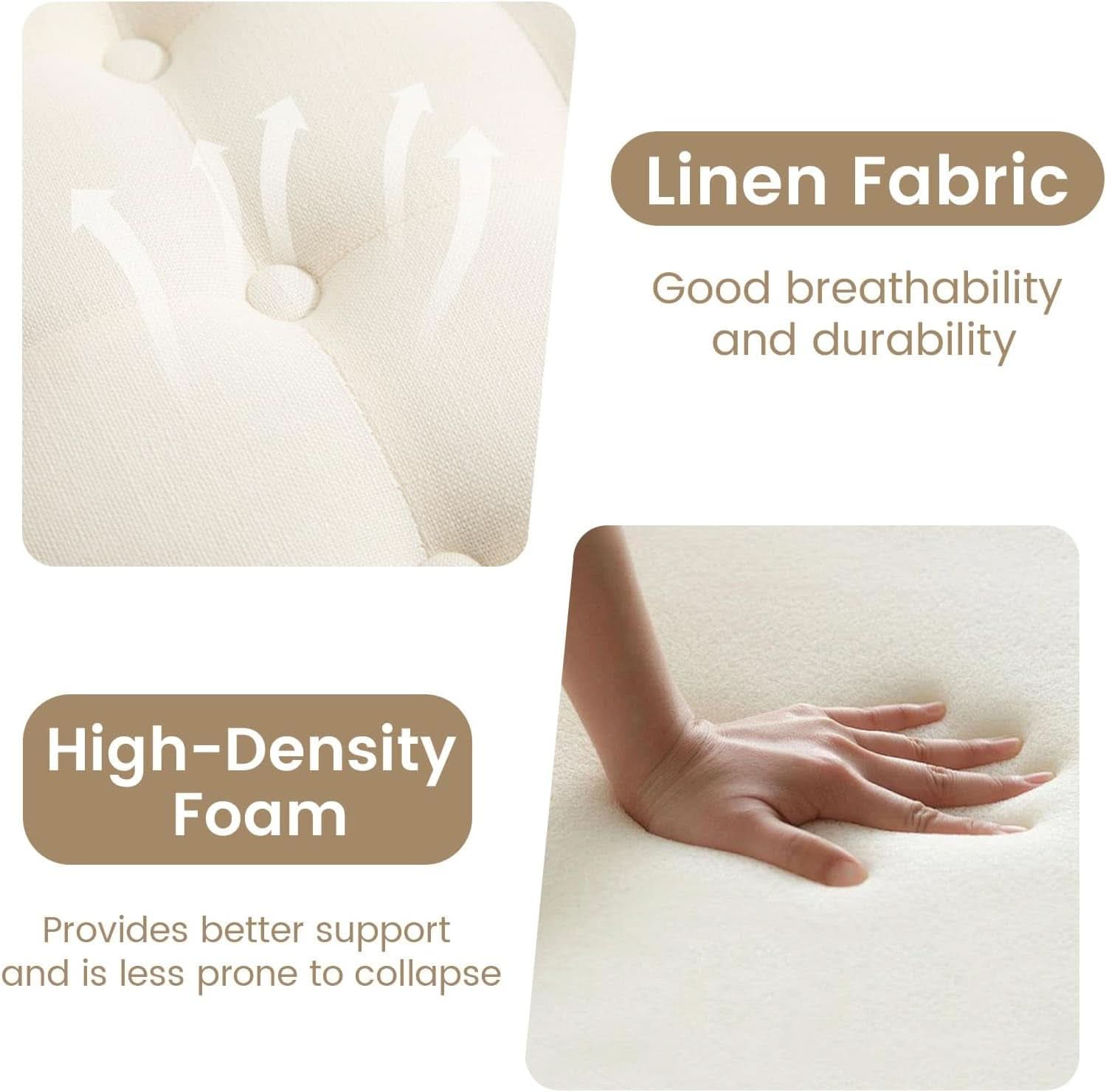 24 Inch Round Beige Storage Ottoman Removable TopWith Storage