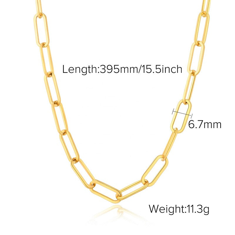 18K gold chain with gold and silver color matching design simple and elegant necklace