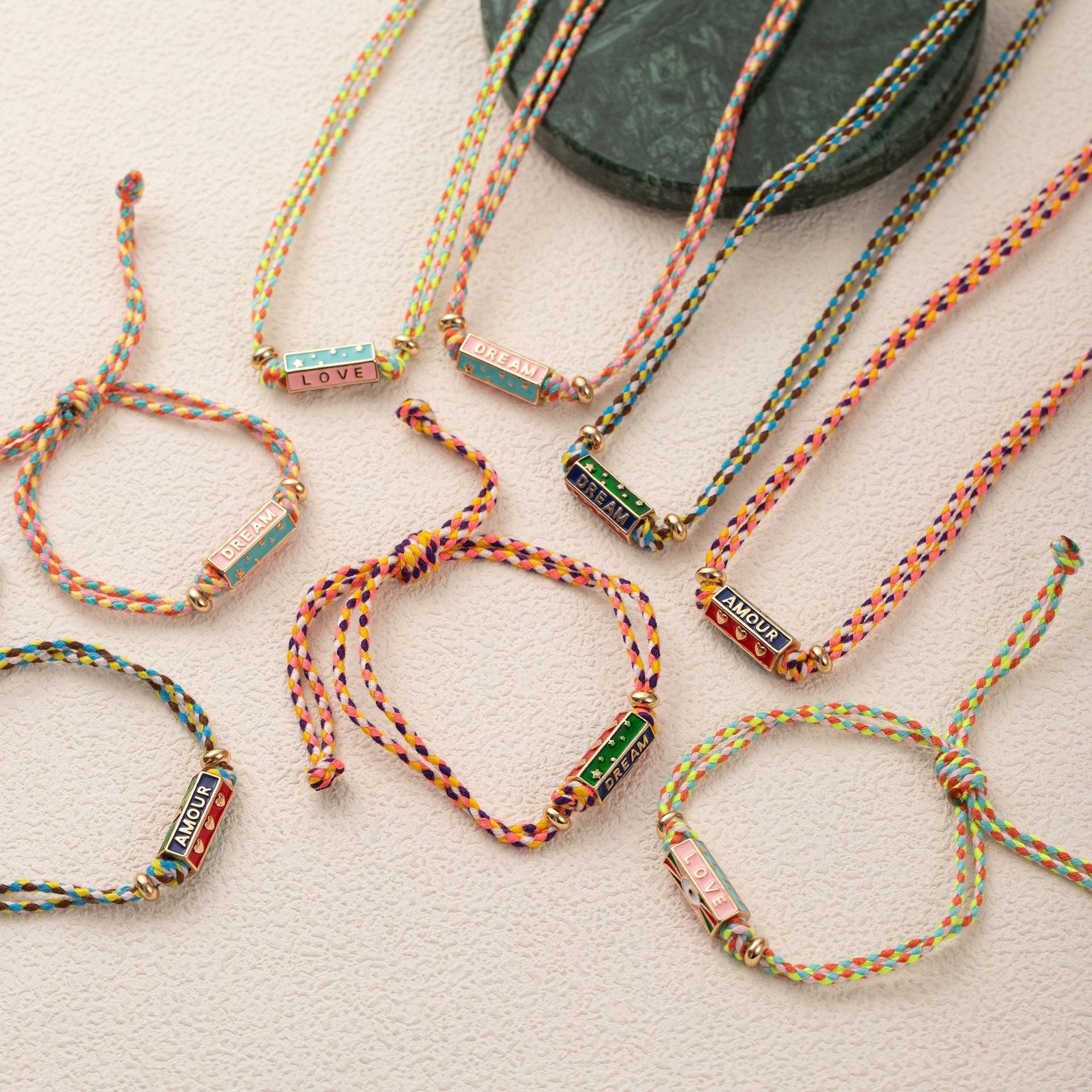Bohemian style colorful love pendant necklace women's bracelet