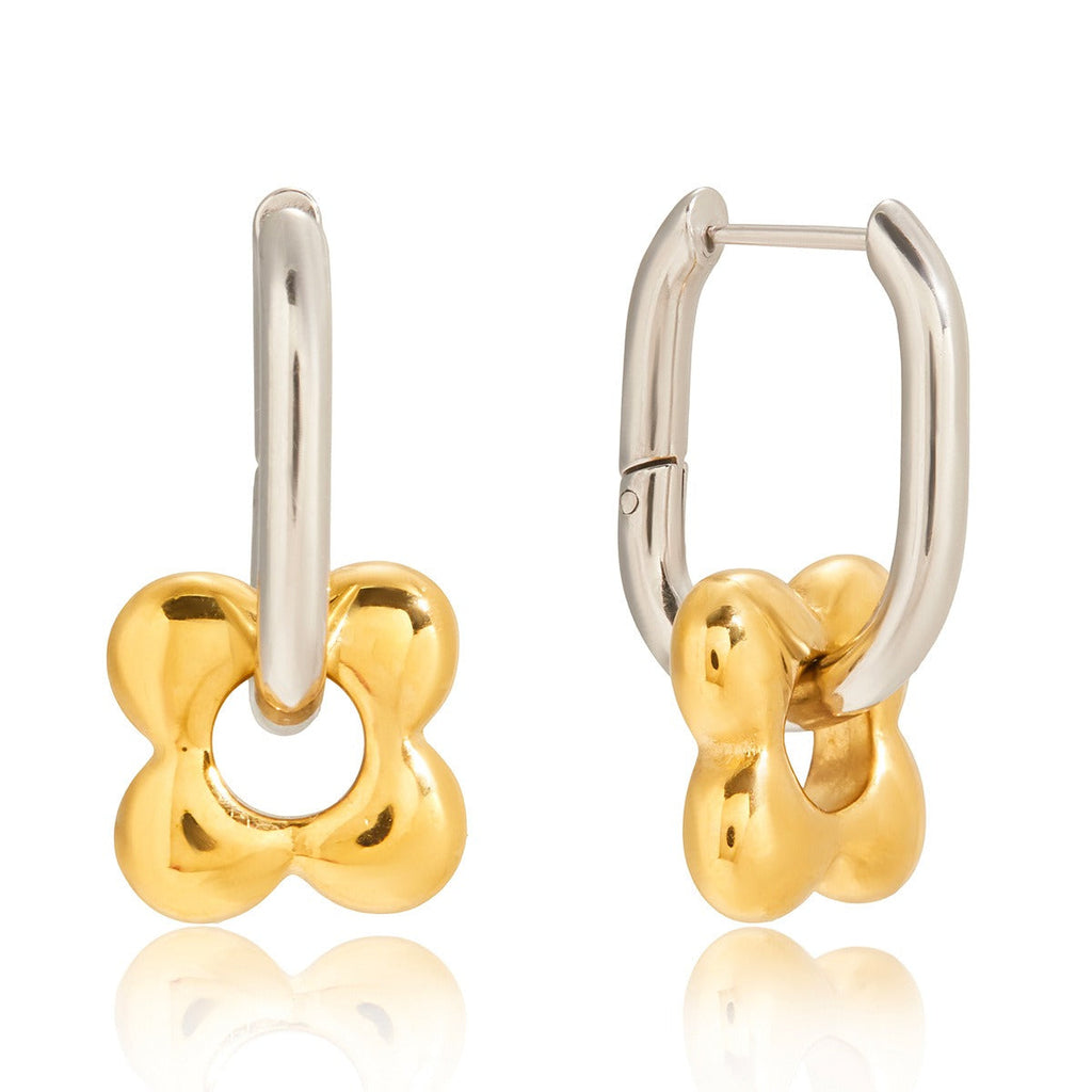 18K gold lightweight luxury high-end flower hoop earrings
