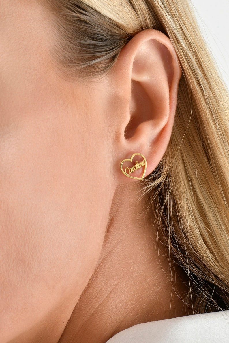 Custom Engraved Script Name Stud Earrings