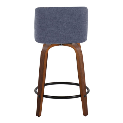 Toriano - Mid Century Modern, Fixed Height Counter Stool & Swivel And Round Footrest (Set of 2)
