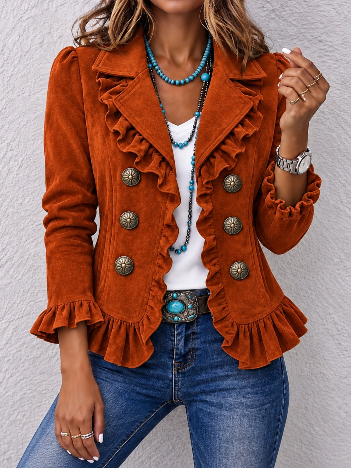 Women's Buttoned Long-Sleeve Cardigan Jacket