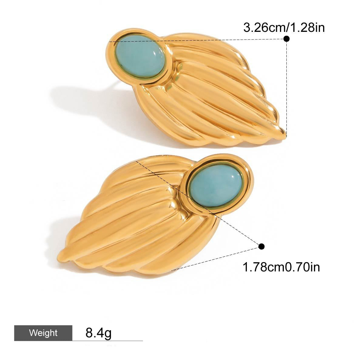 18K gold geometric inlaid gemstone design exquisite noble earrings