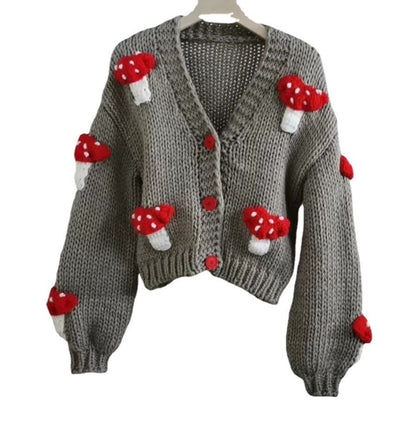 Women’s Mushroom Crochet Short Cardigan
