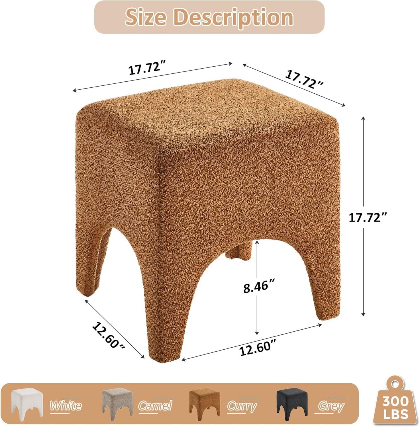 Curry Seventeen Inch Ottoman Footstool Living Room Decor