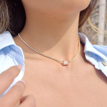Stainless Steel Zircon Cross Necklace