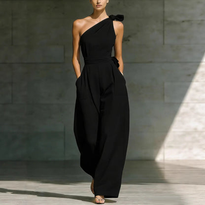 Women's Sleeveless Halter Neck Cinched Waist Slim Jumpsuit – 6 Colors S–2XL