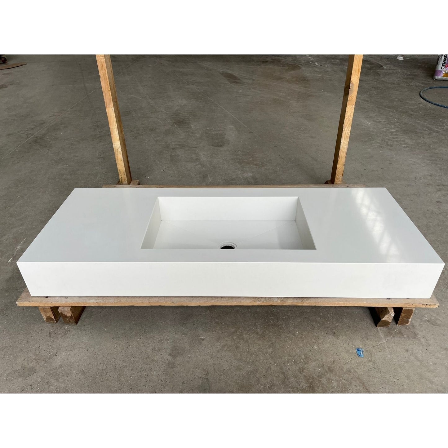 Pure White Quartz Kitchen Sink Handcrafted Engineered Stone Durable Bath Fixture