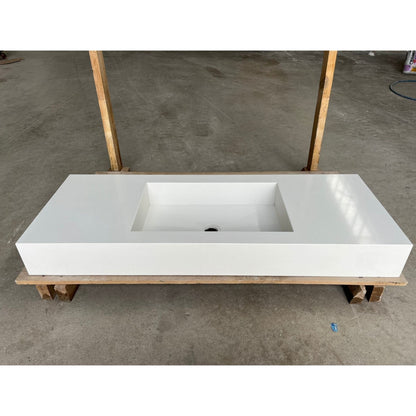 Pure White Quartz Kitchen Sink Handcrafted Engineered Stone Durable Bath Fixture