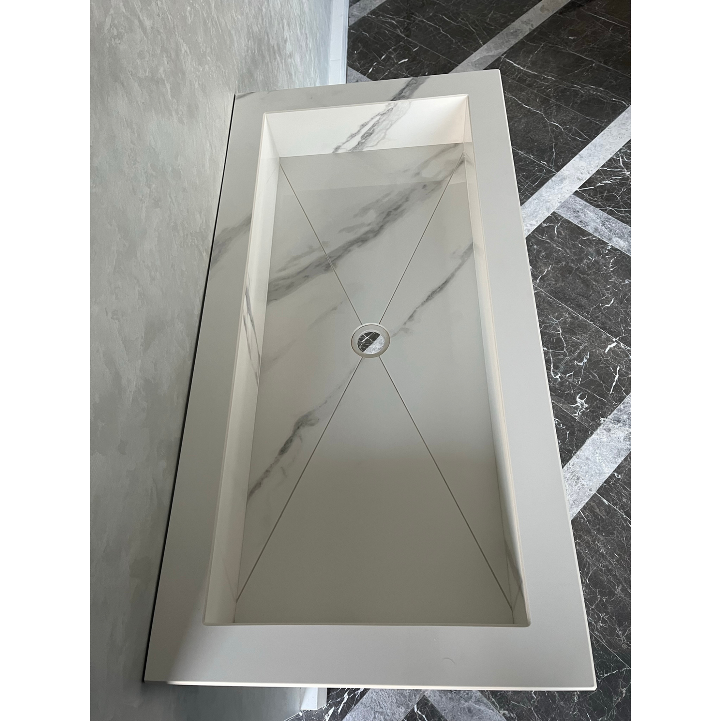 Extra Statuario White Marble Effect Polished Porcelain Wall Mounted Bathroom Vanity Sink