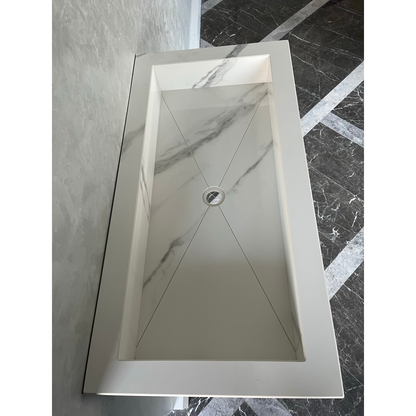 Extra Statuario White Marble Effect Polished Porcelain Wall Mounted Bathroom Vanity Sink
