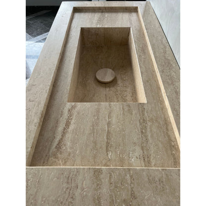 Handcrafted Travertine Natural Stone Bathroom Sink - Custom Artisan Masterpiece