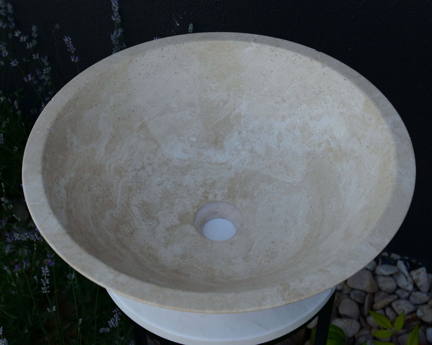 Handcrafted Light Beige Travertine Vessel Sink - Luxury Bathroom Vanity Countertop