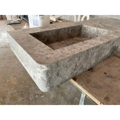 Tundra Grey Marble Handcrafted Vanity Sink - Luxury Bathroom