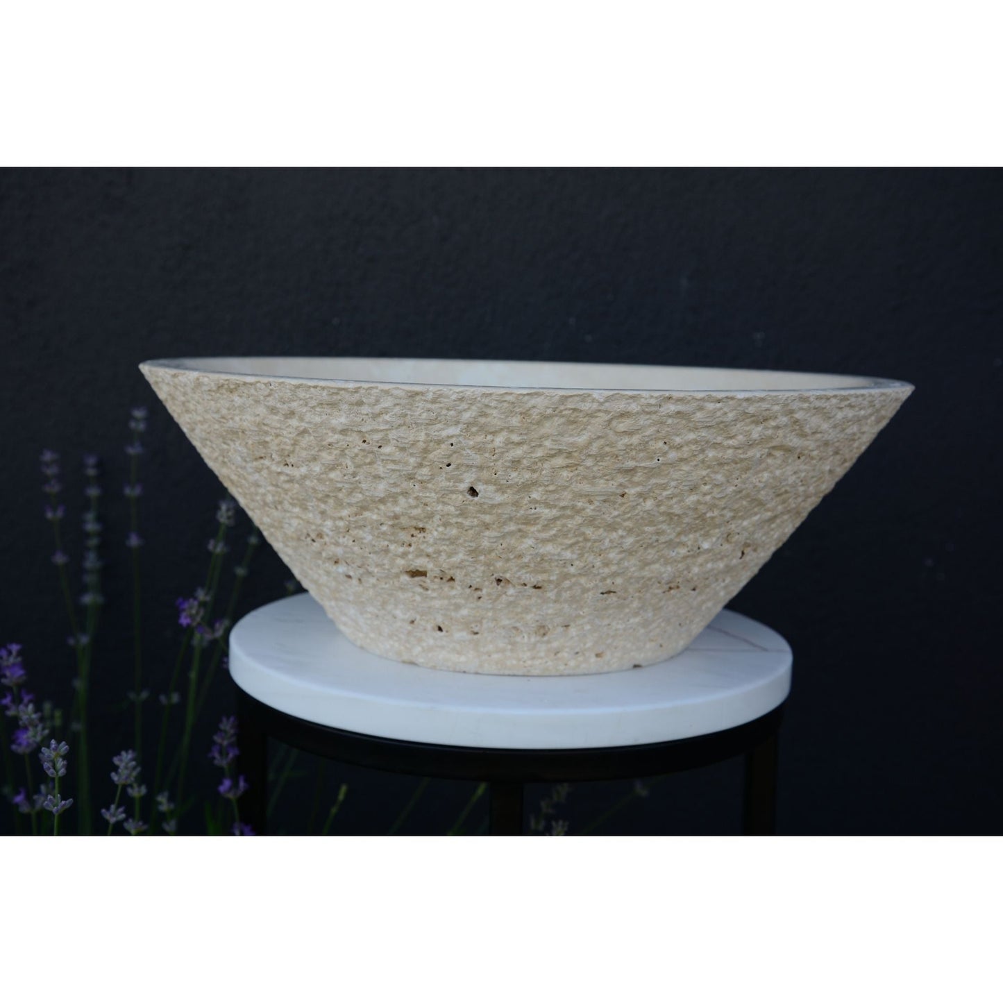 Light Beige Travertine Natural Stone Handcrafted Vessel Sink