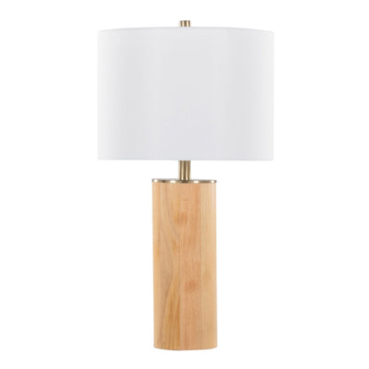 Cylinder - Ash Contemporary Table Lamp - Ash / Antique Brass / White