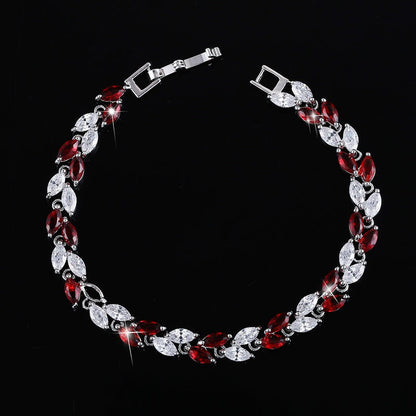 Small leaf zircon bracelet