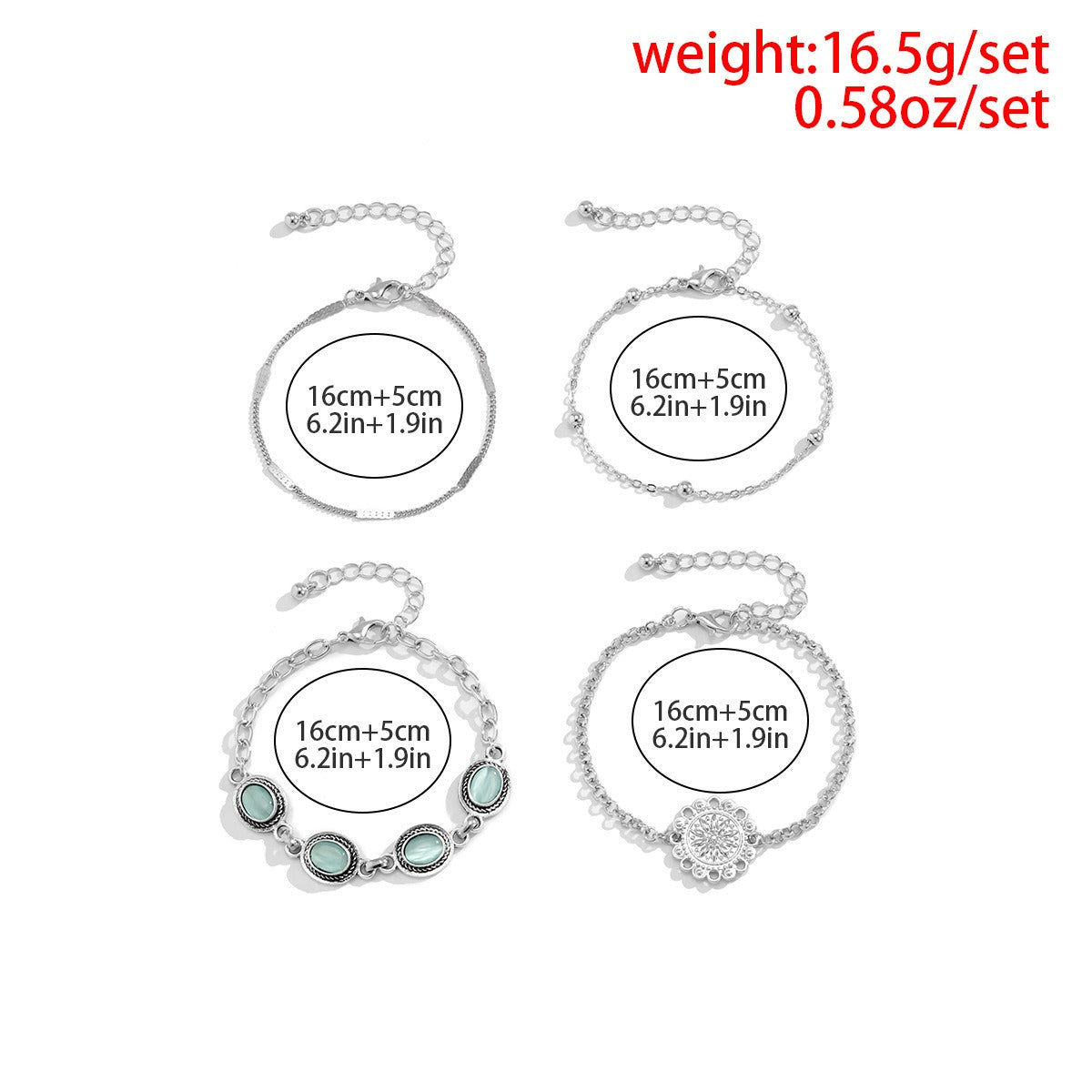 Ethnic style flower disc cat's eye gold retro bracelet