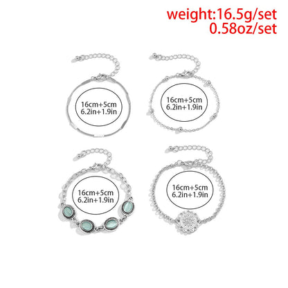 Ethnic style flower disc cat's eye gold retro bracelet