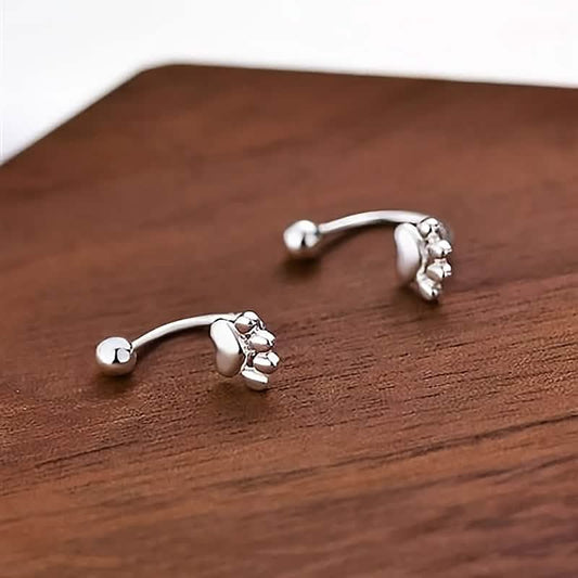 Sterling Silver Cat Paw Earrings – Screw-Back Studs, Elegant &amp; Simple