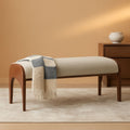 51-Inch Wide Ottoman Bench Beige Sherpa Upholstery