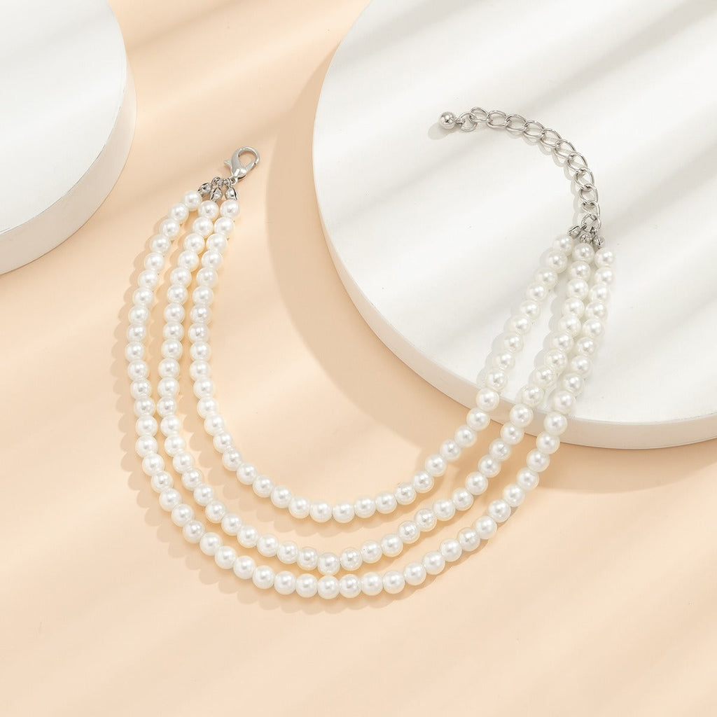 Temperament Imitation Pearl Beaded Tassel Anklet