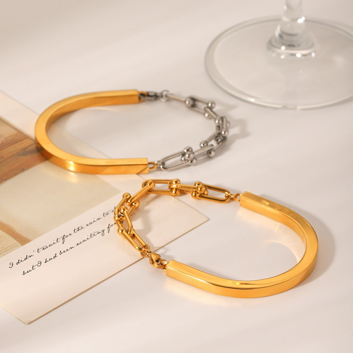 18K gold horseshoe buckle chain spliced U-shaped buckle bracelet