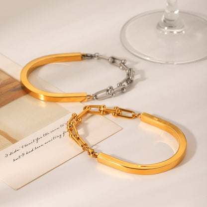 18K gold horseshoe buckle chain spliced U-shaped buckle bracelet
