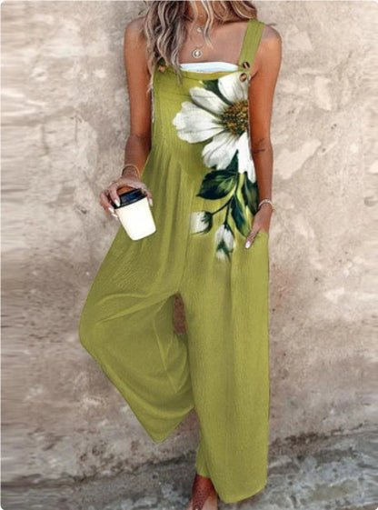 Women’s Square-Neck Floral Sleeveless Jumpsuit