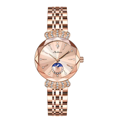 Womens Diamond-embellished Water-resistant Steel-band Casual Luxury Watch