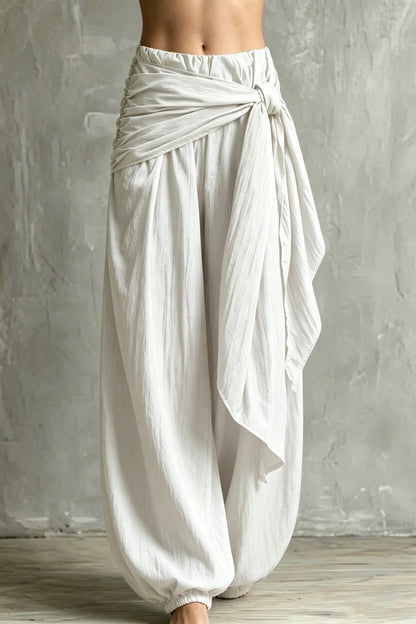 Women's High-Waist Tie-Waist Wide-Leg Pants