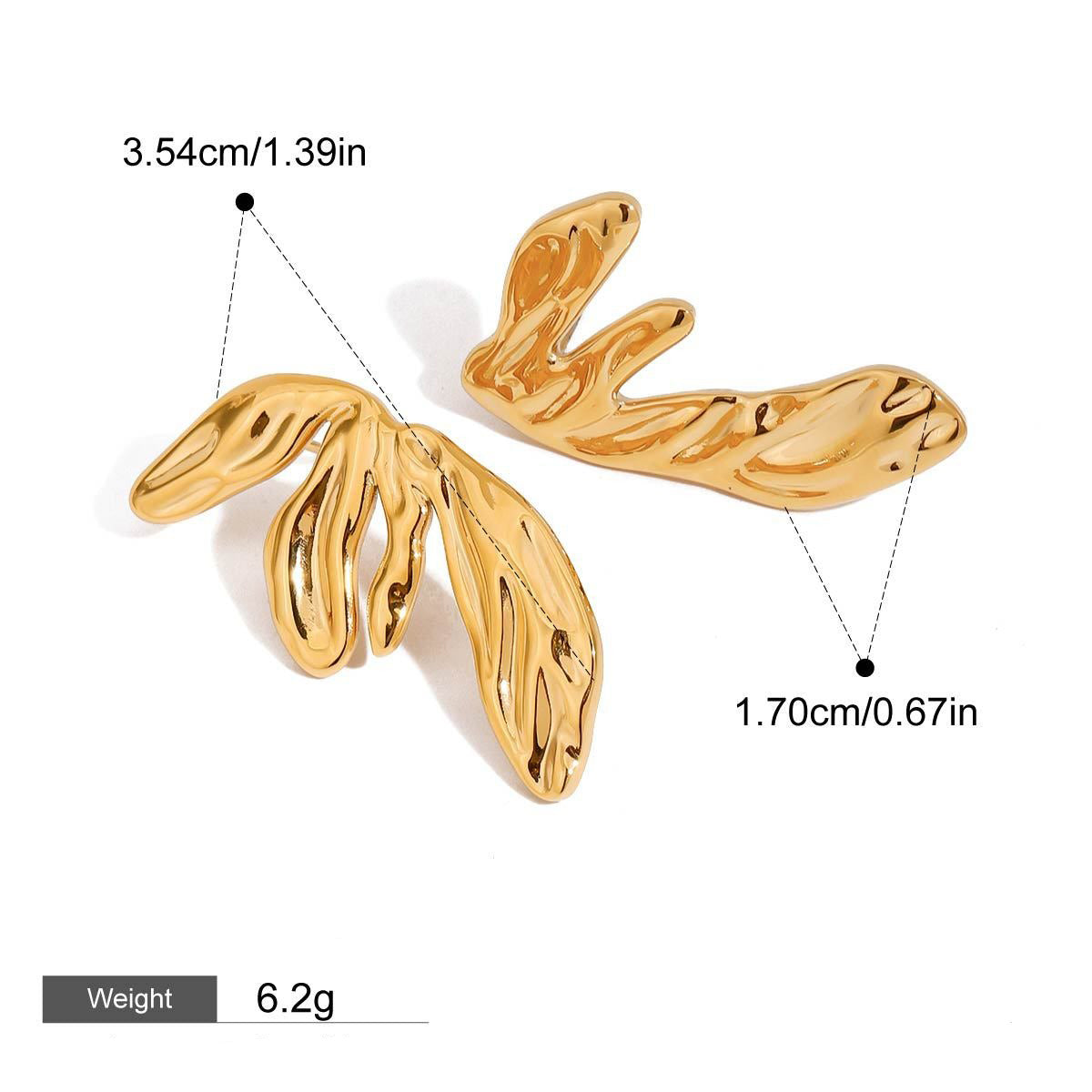 18K gold geometric wings design trendy personality earrings