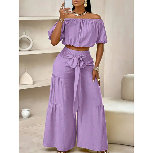 High-Waist Flared Pants & Top Two-Piece Set – 7 Colors, S–2XL