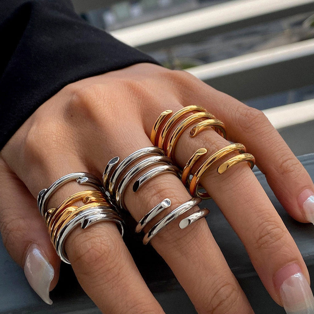 18K gold and titanium steel stacking ring