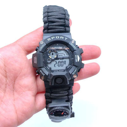 Multifunctional Outdoor Survival Paracord Adjustable Waterproof Watch For Camping
