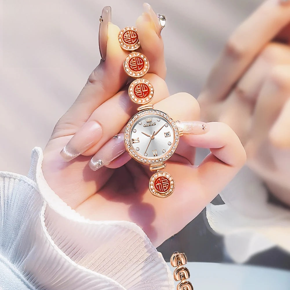 Women's Medallion Bracelet Crystal Quartz Watch