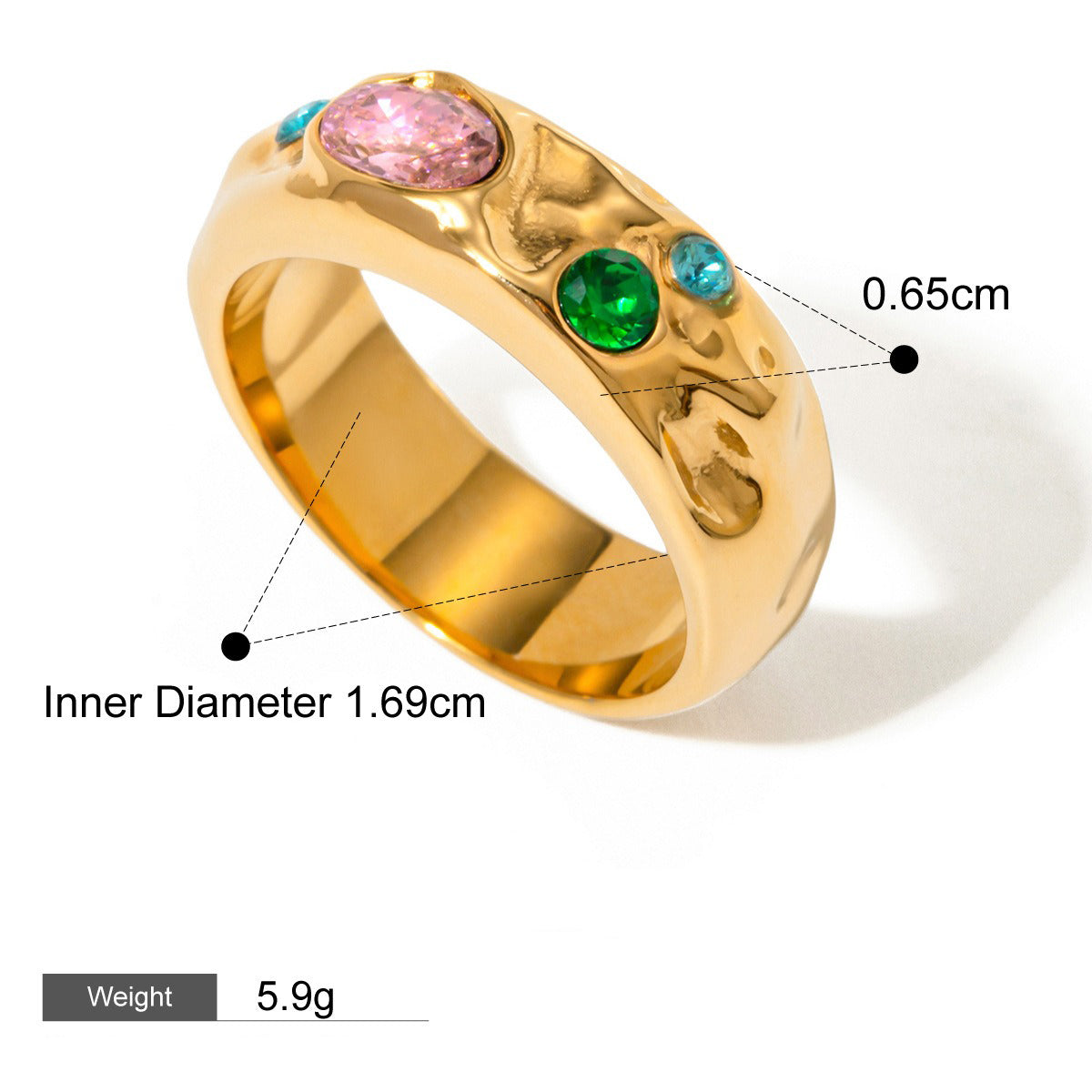18K gold inlaid gemstone exquisite design noble ring