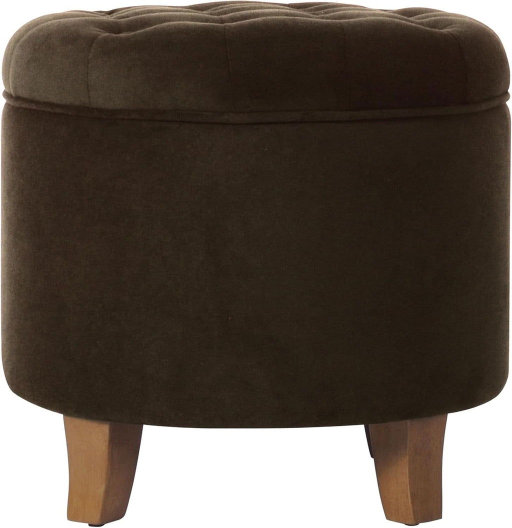 Brown Velvet Upholstered Ottoman With Concealed Storage