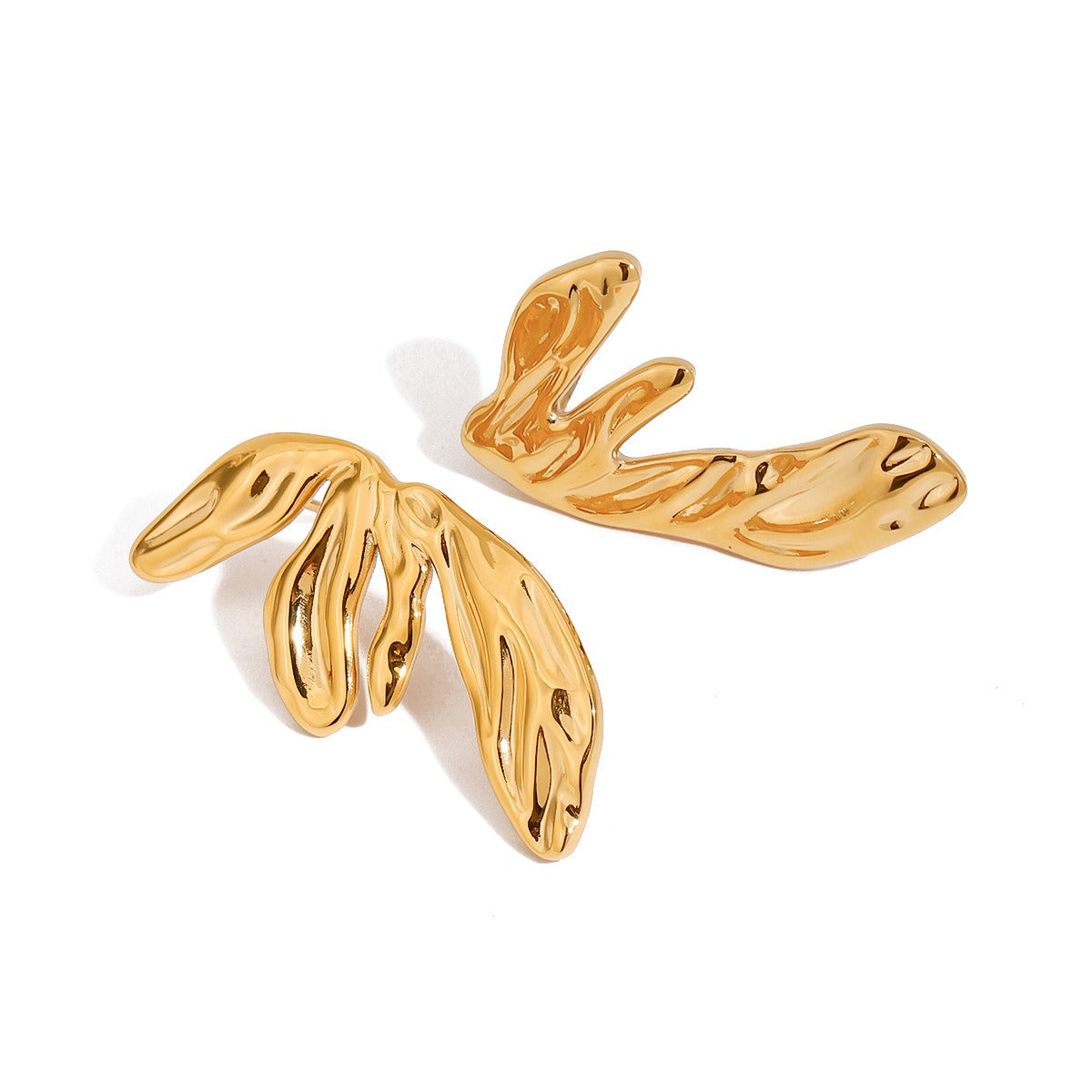 18K gold geometric wings design trendy personality earrings