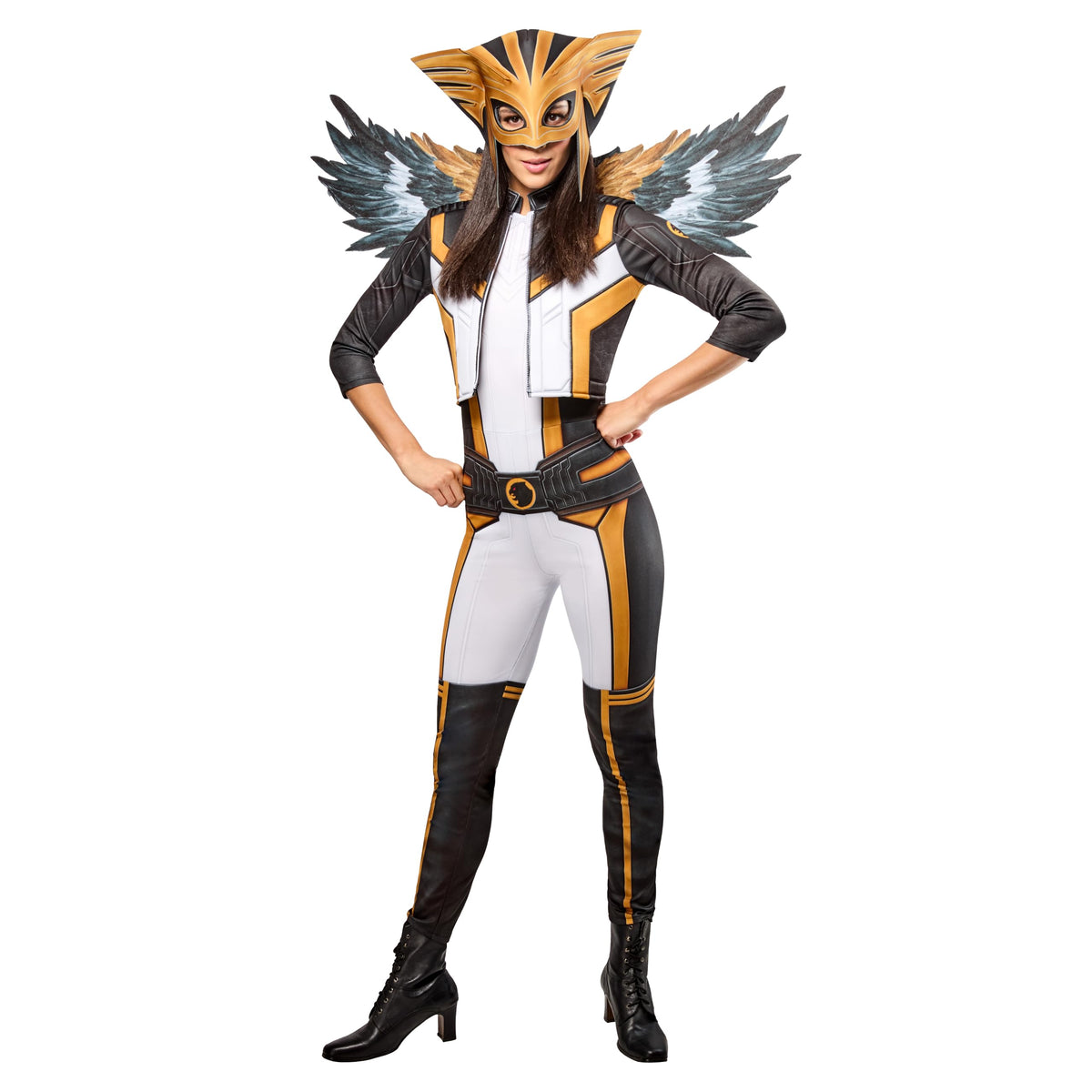 Hawk Girl Costume - Women's Superman Movie Jumpsuit with Wings and Headpiece