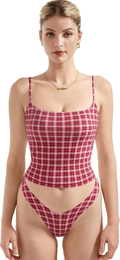 Women Square Neck Tank Top - Summer Cami with Adjustable Straps
