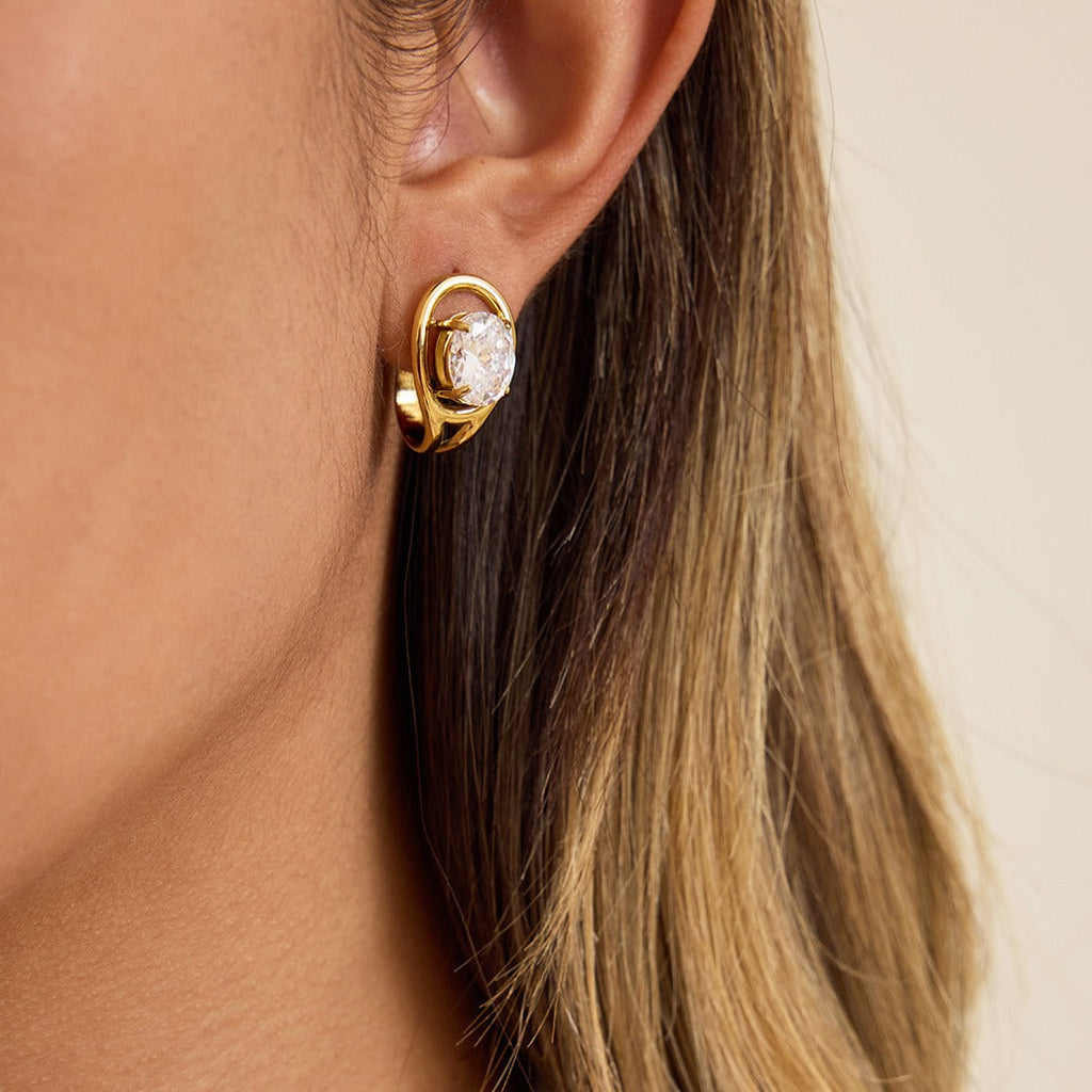 Light luxury, high-end zircon stud earrings for autumn and winter.