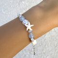 Ocean-style shell and starfish crystal beaded bracelet