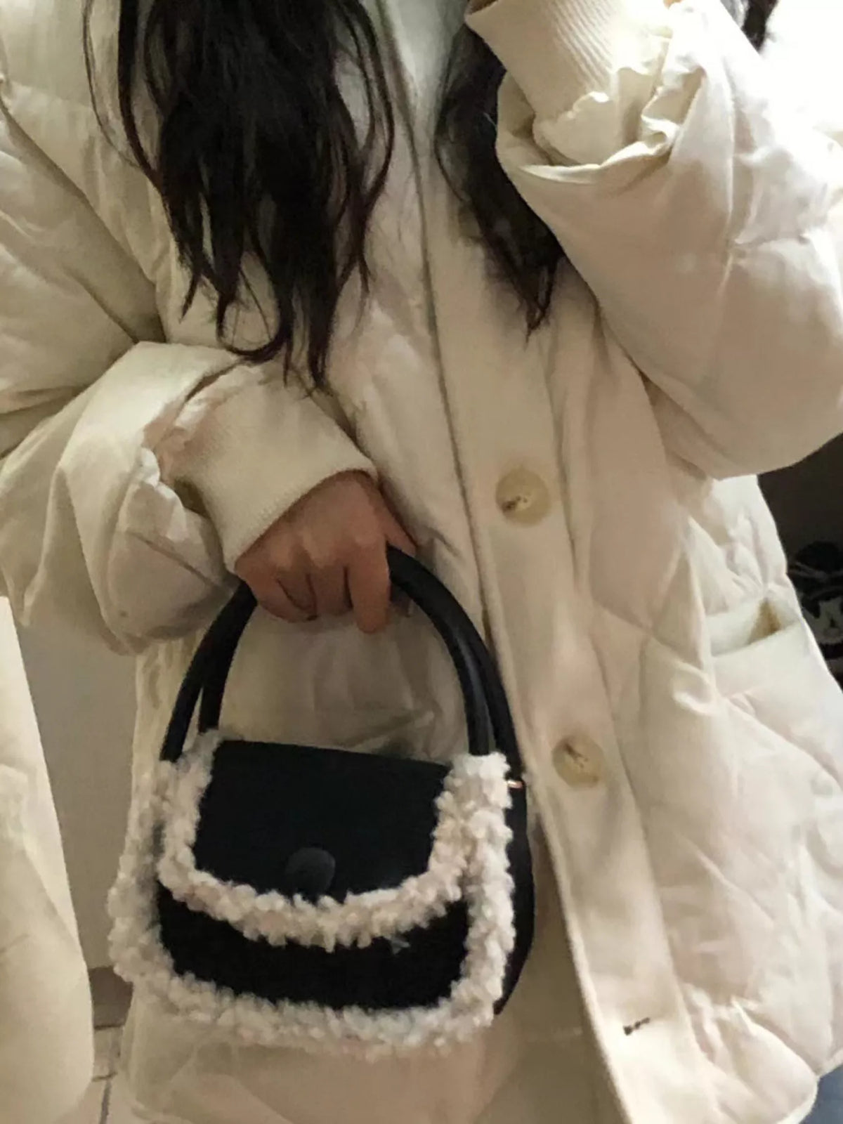 Fluffy Trim Mini Crossbody Bag