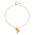 18K gold boots inlaid with gemstones and textured design trendy and unique necklace