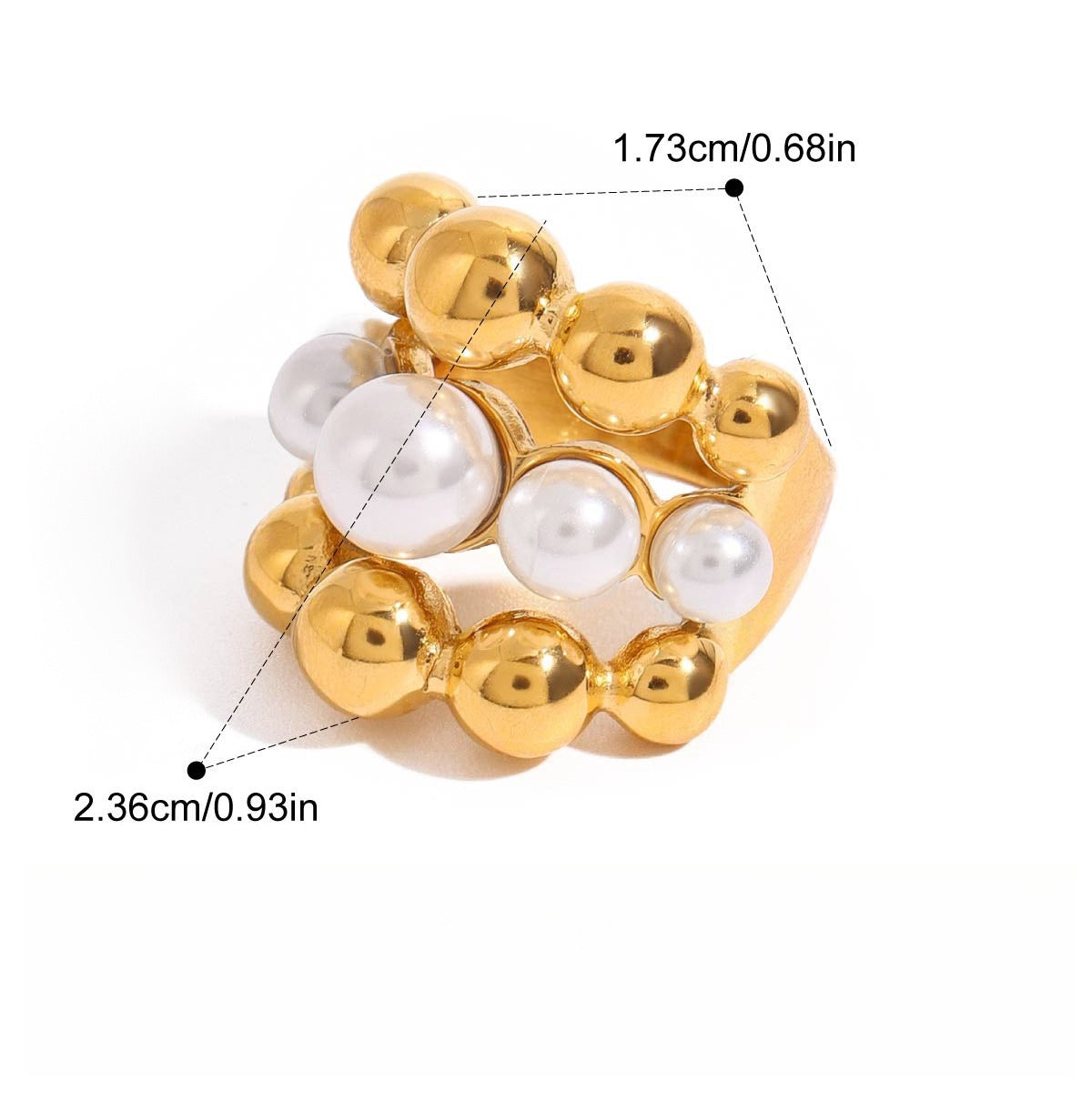 18K Gold Pearl Titanium Steel Ring